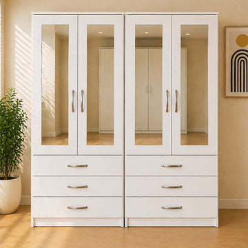 4 Door Wardrobe (6 Drawers & 4 Mirrors)