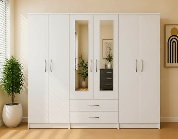 6 Door Wardrobe (2 Drawers & 2 Mirrors)